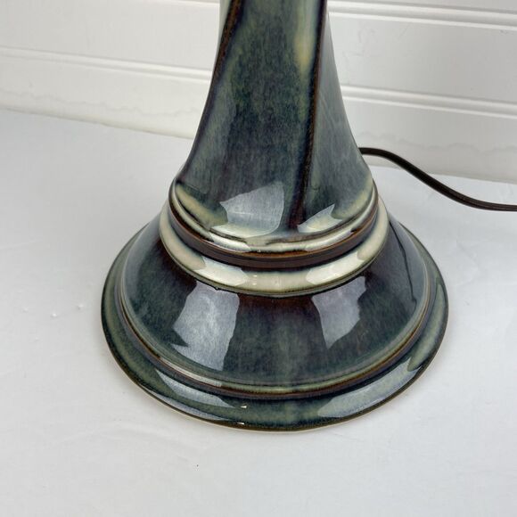 VTG Bill Campbell Pottery Table Lamp Purple Blue Drip Glaze Twist Double Socket - Picture 3 of 10